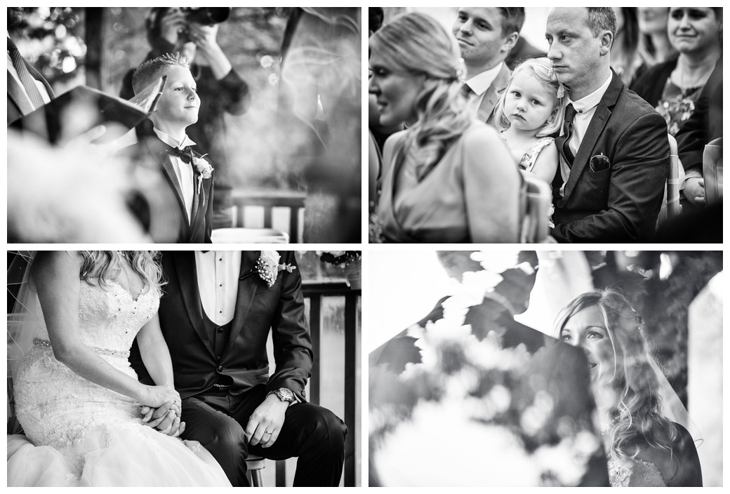 Black and white wedding photography ceremony at Broyle Place