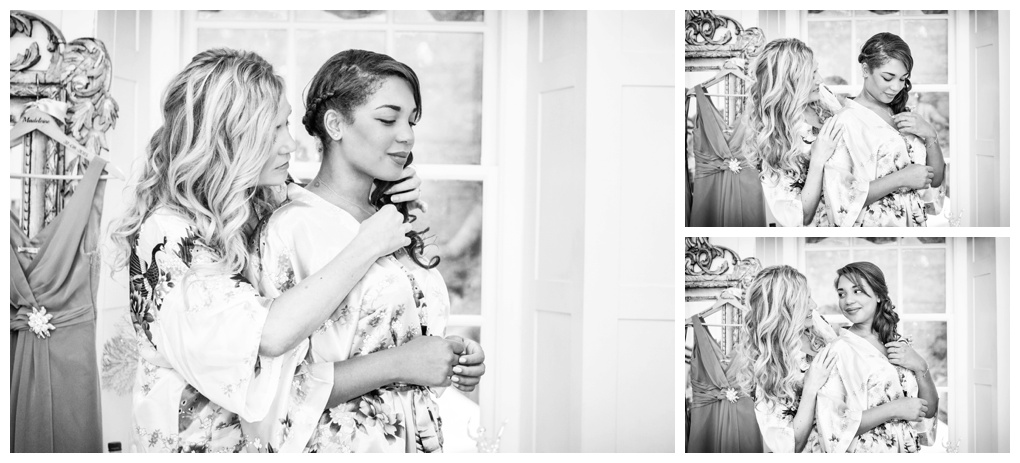 Bride and daughter black and white photography at Broyle Place