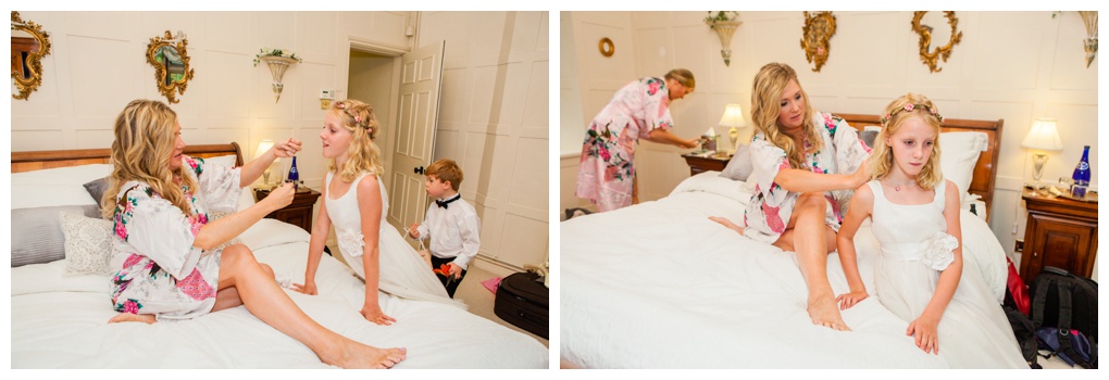 flower girl and bride bridal preparations Broyle Place