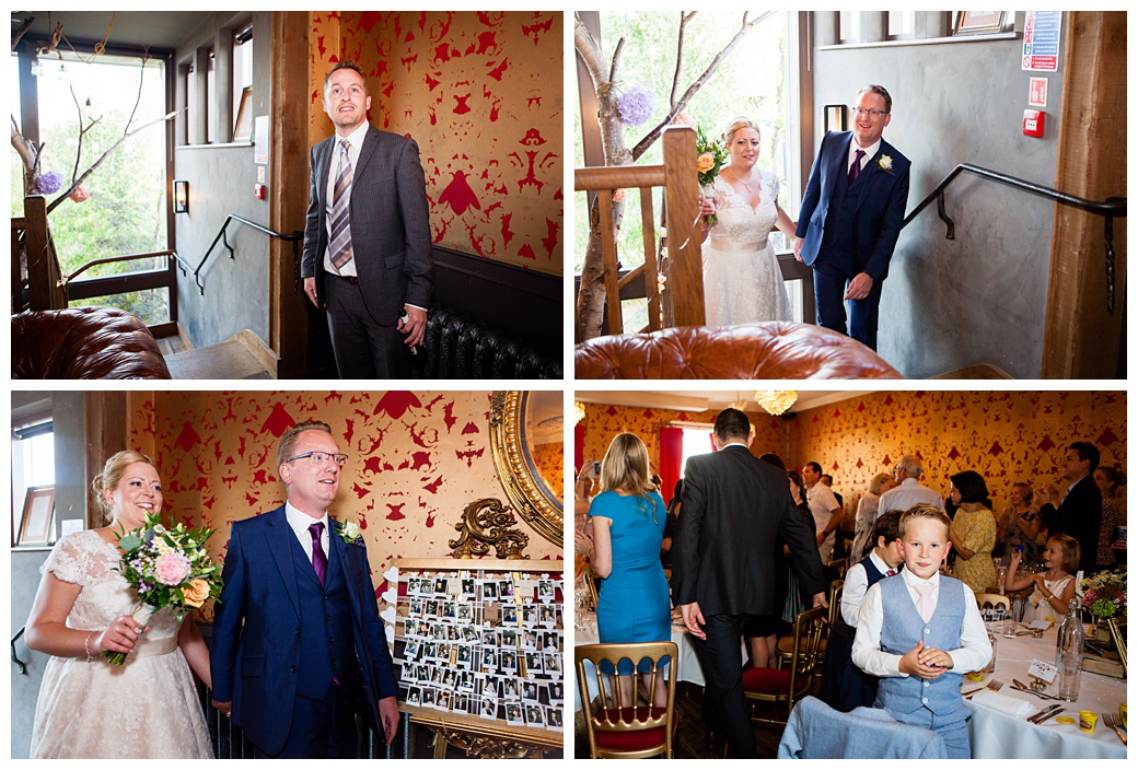 bride and groom arriving for wedding breakfast