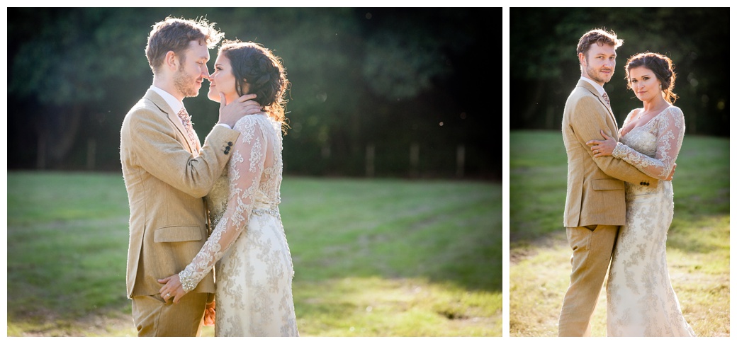 bride and groom in garden