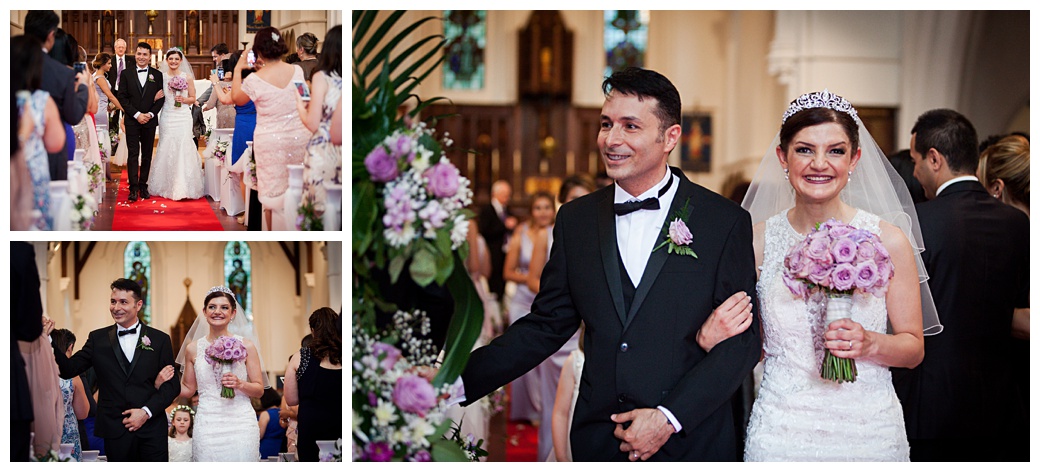 bride and groom walk the aisle stylish iranian wedding photography london