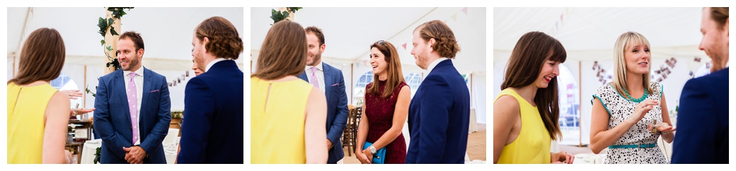 guests chatting at wedding