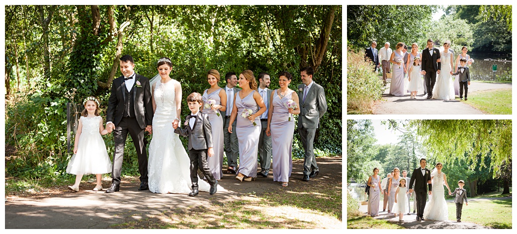 iranian wedding party walking in park