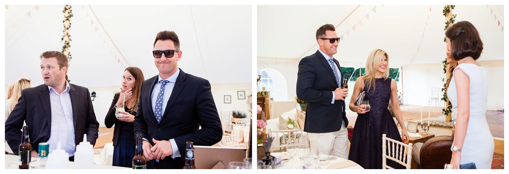 wedding guests chatting